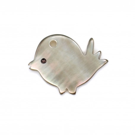 Gray mother-of-pearl bird 9x9mm x 1pc 