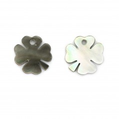 Grey mother of pearl in the shape of 4 leaf clover 10mm x 1pc