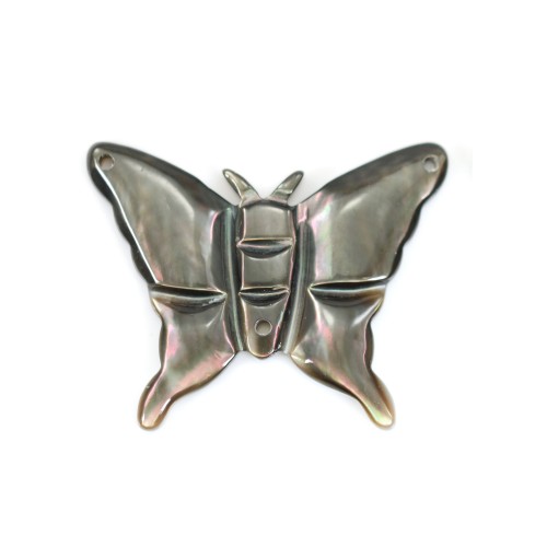 Graues Perlmutt in Form eines Schmetterlings 21x26mm x 1pc