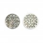 Gray round mother-of-pearl with openwork 18mm x 1pc