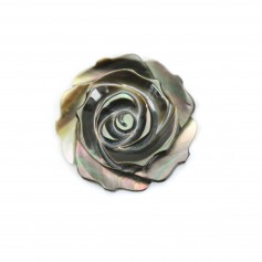 Nacre grise semi-percée en forme de rose 25mm x 1pc