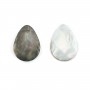 Gray mother-of-pearl faceted flat drop beads 15x20mm x 4 pcs