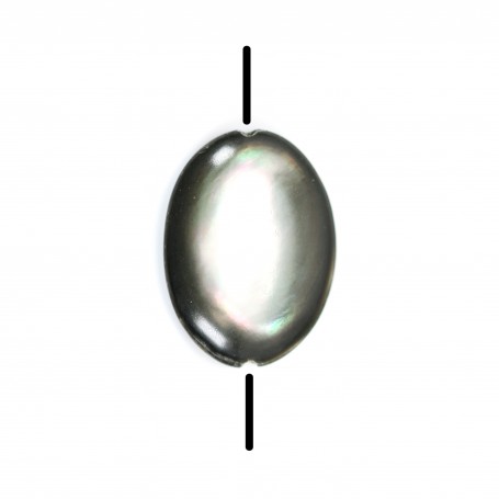 Nacre grise en forme d'oval bombé 12x16mm x 4 pcs