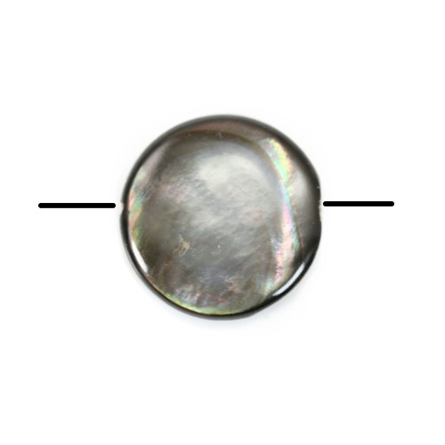 Perlmutt grau rund flach gewölbt 20mm x 2pcs