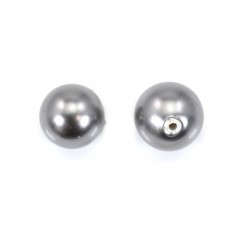 Perle Nacrée grise semi-percée x 2pcs