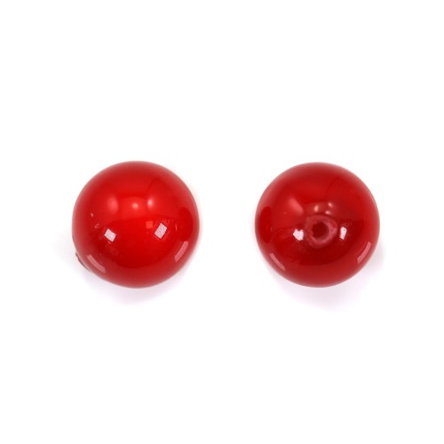 Perla di madreperla rossa semi-forata x 2 pz