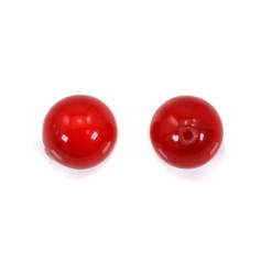 Perle Nacrée rouge semi-percée x 2pcs