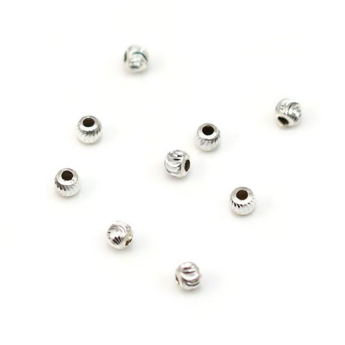 Perline a righe, argento 925, dimensioni 3 mm x 10 pezzi