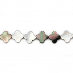 Grey mother of pearl clover bead strand 10mm x 40cm
