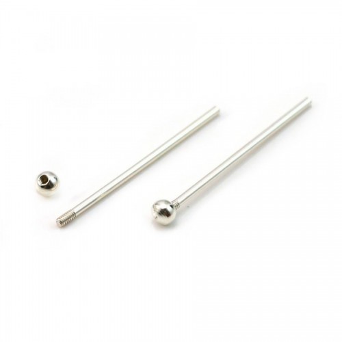 Pin stem with ball ,sterling silver 925 ,27mm x 2pcs