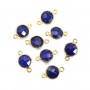 Lapis lazuli de forme ronde, 2 anneaux, serti en argent 925 doré à l'or fin, 9mm x 1pc