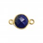 Lapis lazuli de forme ronde, 2 anneaux, serti en argent 925 doré à l'or fin, 9mm x 1pc
