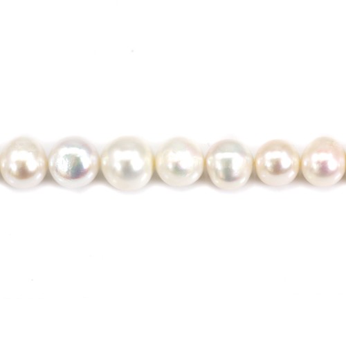 Perlas cultivadas de agua dulce, blancas, redondas, 11-13mm x 40cm