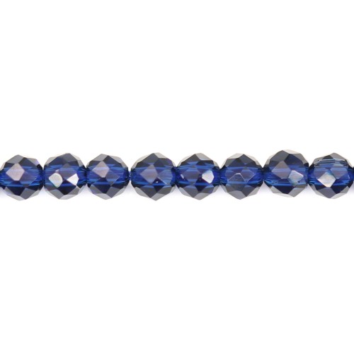 Synthetic blue sapphire, in faceted round shape, 2mm x 39cm