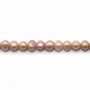 Pinkish flattened oval freshwater pearls on thread 4mm x 40cm