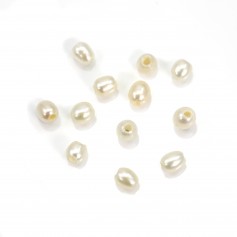 White baroque freshwater cultured pearl 7-9mm with large drilling 1.9mm x 20pcs