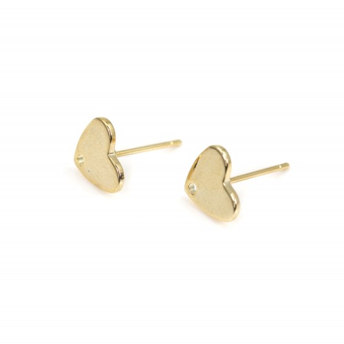 Tachuelas en forma de corazón de 9,5 mm, chapadas en oro por "flash" sobre latón x 2pcs