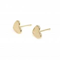 Tachuelas en forma de corazón de 9,5 mm, chapadas en oro por "flash" sobre latón x 2pcs