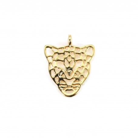 Panther charm by "flash" gold on brass 12x14.5mm x 4pcs