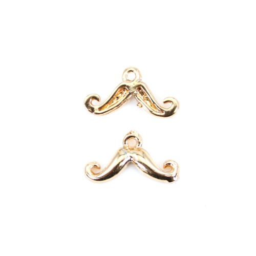 Gold flash plated mustache charm on brass 5.5x10mm x 5pcs
