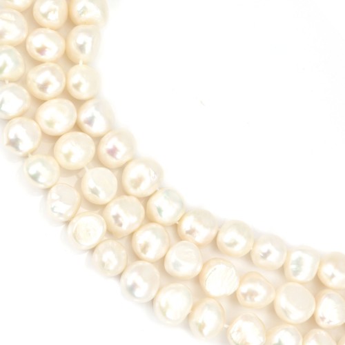 Freshwater cultured pearl, white, baroque 11-13mm x 40cm