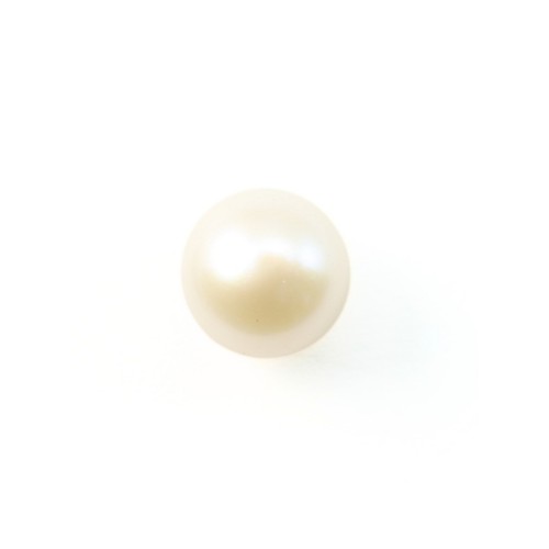 Perla cultivada de agua dulce, semiperforada, blanca, redonda, 5-5,5mm x 1ud