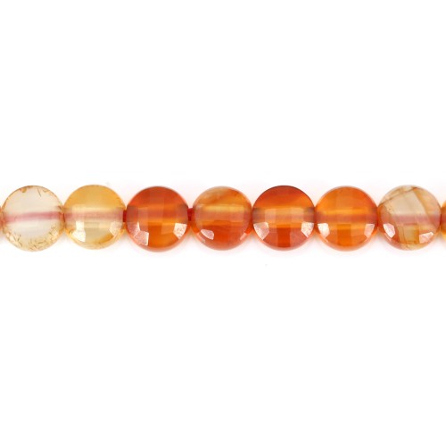 Cornaline faceted flat and round shape, 4mm x 39cm