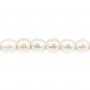 Perles d'eau douce blanches oval 6-7mm x 40cm