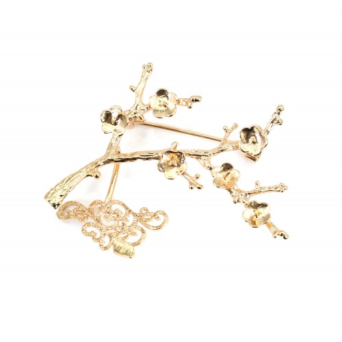Flash gold-plated pendant brooch flower x 1pc