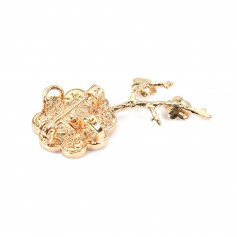 Flower pendant brooch plated by "flash" gold x 1pc