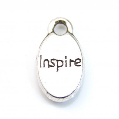 Charms message inspire silver 9x15mm x 4pcs