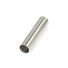 Cierre a presión de acero, forma de tubo, para cordón de 5mm, 25x6mm x 2pcs