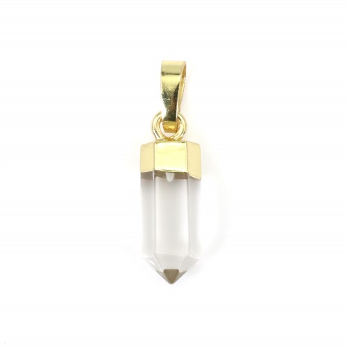 Cristal de Roche pointe pendant - Gilded with fine gold - 6x16mm x 1pc