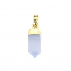 Chalcedony Point Pendant - Gilded with fine gold - 6x16mm x 1pc