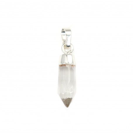 Rock Crystal Point Pendant - Silver - 6x16mm x 1pc