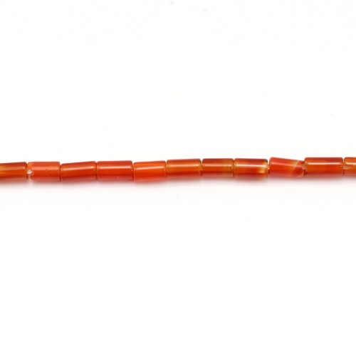 Agata, arancione, tubo, 2x4mm x40cm