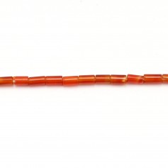 Agate, orange, tube, 2x4mm x40cm