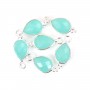 Chalcedony drop charm faceted set silver 925 7x15mm x 1pc