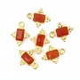 Rectangle Carnelian charm set in 925 sterling silver gilded 10x13mm x 1pc