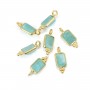 Rectangle Amazonite charm set in 925 sterling silver gilt 5x13mm x 1pc