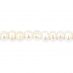 Perles de culture d'eau douce, blanche, ovale/irrégulière, 3-4mm x 38cm