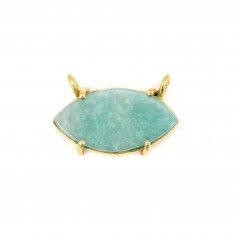 Amazonite marquise pendant set in silver 925 gilded with fine gold - 2 rings - 13x20mm x1pc