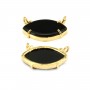 Pendentif Onyx noir marquise serti argent 925 doré à l'or fin - 2 anneaux - 13x20mm x 1pc