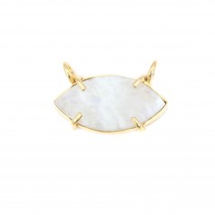 Pendant Moonstone marquise set in 925 silver gilded with fine gold - 2 rings - 13x20mm x 1pc