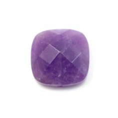Cabochon amethyst faceted square 14mm x 1pc