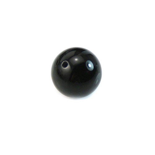 Schwarzer Achat, auf einer Seite halb durchbohrt, rund 12mm x 1St