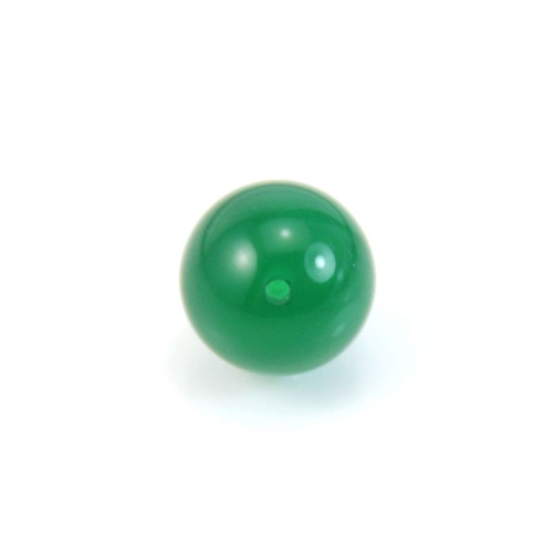 Green agate, half drilled, round 8mm x 1pc