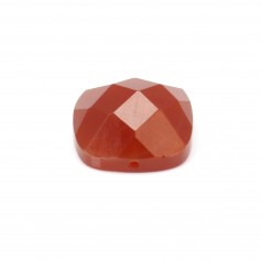 Cabochon red agate square facet 14mm x 1pc