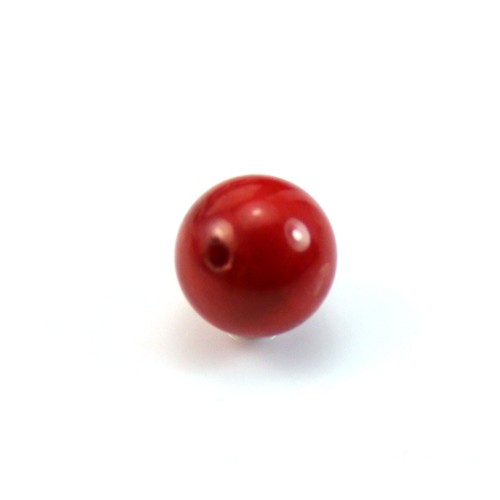 Bamboo sea red half-drilled round 10mm x 2pcs
