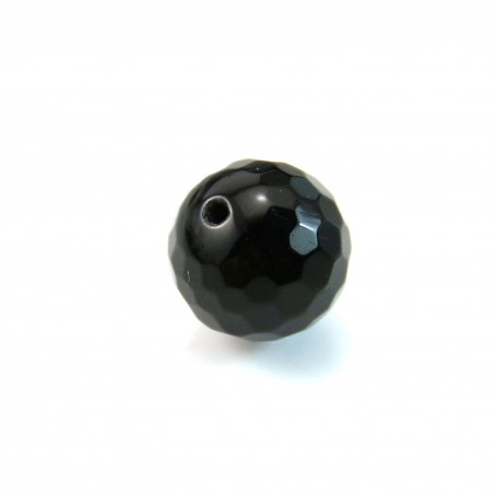 Onyx, half drilled, round faceted 12mm x 2pcs